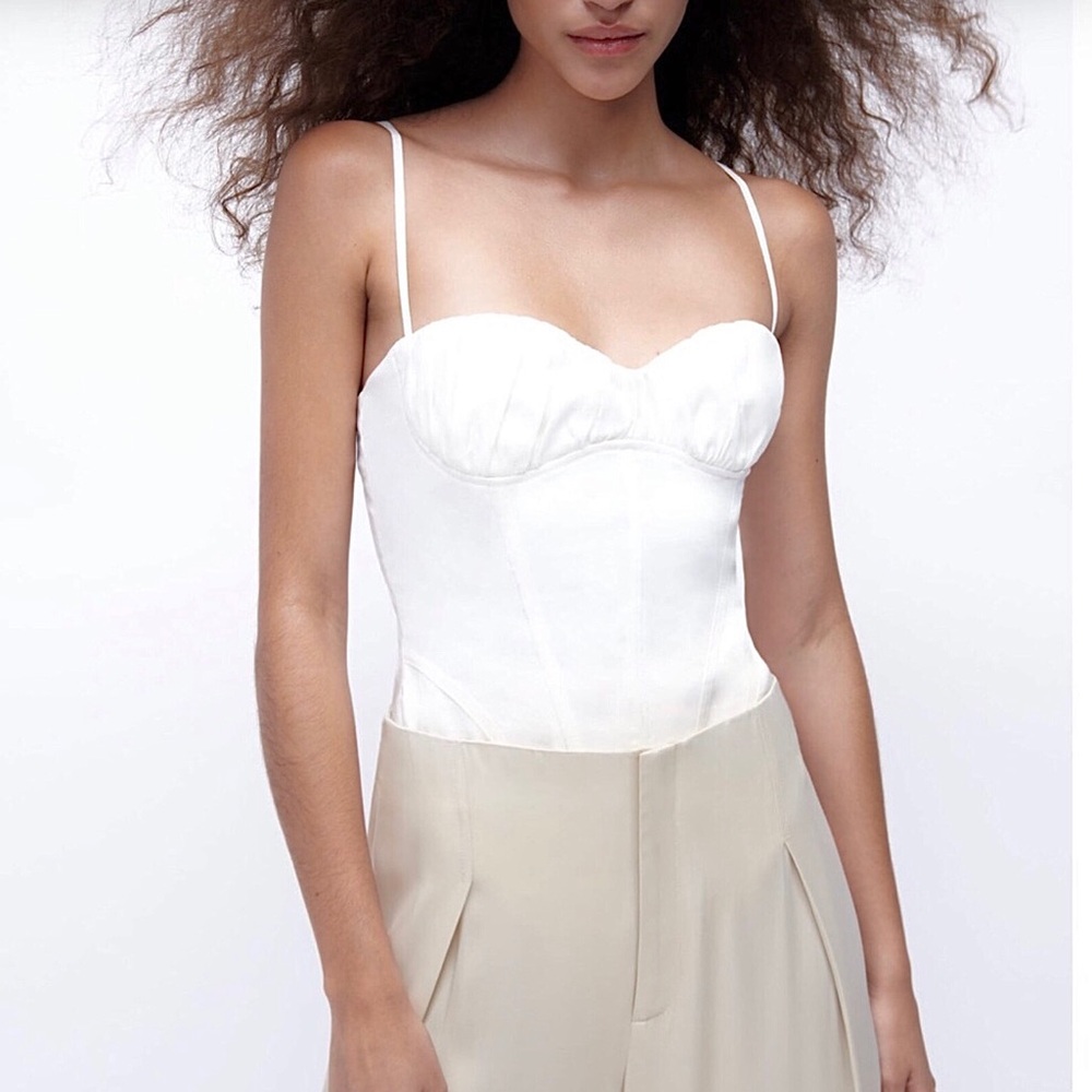 Zara Linen Blend Corset Bodysuit